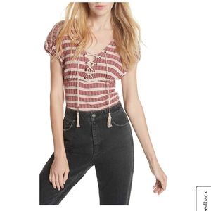 Fp sail out striped lace-up top
